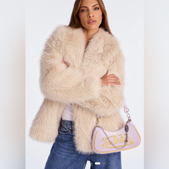 🔥 VON DUTCH Velvet Mode Pastel Purple Shoulder Bag with Gold Details. NEW - Picture 2 of 7